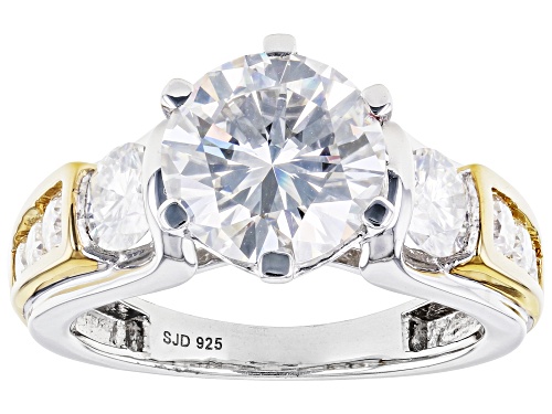 Pre-Owned MOISSANITE FIRE(R) 3.78CTW DEW  ROUND PLATINEVE(TM) & 14K YELLOW GOLD OVER SILVER RING - Size 9