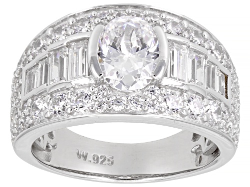 Pre-Owned Charles Winston For Bella Luce® 4.83ctw White Diamond Simulant Rhodium Over Silver Ring(2. - Size 8