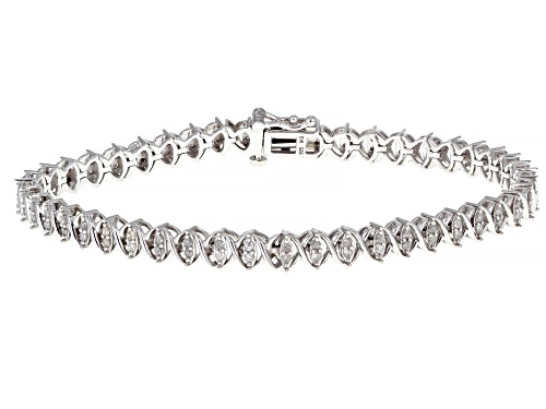 Pre-Owned 1.00ctw Round White Diamond Rhodium Over Sterling Silver Tennis Bracelet - Size 7.5