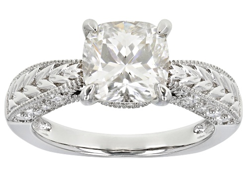 Pre-Owned MOISSANITE FIRE(R) 3.04CTW DEW SQUARE CUSHION AND ROUND PLATINEVE(R) RING - Size 7