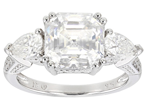 Pre-Owned MOISSANITE FIRE(R) 4.78CTW DEW ASSCHER CUT & PEAR SHAPE PLATINEVE(R) RING - Size 5