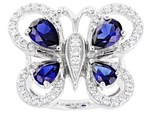 Pre-Owned Joy & Serenity™ by Jane Seymour Bella Luce® Lab Sapphire Rhodium Over Sterling Silver Ring - Size 7