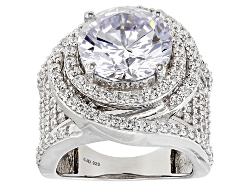 Pre-Owned Bella Luce® 14.30ctw White Diamond Simulant Rhodium Over Sterling Silver Ring (8.66ctw DEW - Size 6