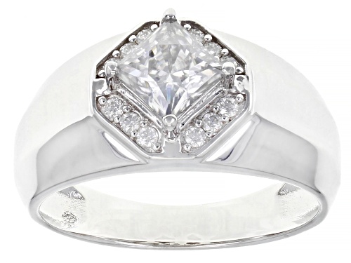 Pre-Owned MOISSANITE FIRE(R) 1.54CTW DEW SQUARE BRILLIANT AND ROUND PLATINEVE(R) MENS RING - Size 10