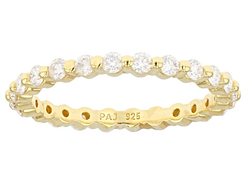 Pre-Owned MOISSANITE FIRE(R) .66CTW DEW ROUND 14K YELLOW GOLD OVER SILVER ETERNITY BAND RING - Size 8