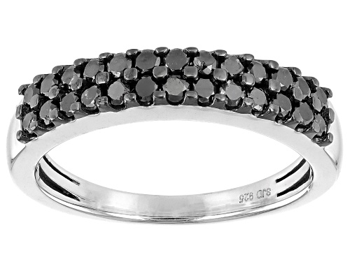 Pre-Owned 0.60ctw Round Black Diamond Rhodium Over Sterling Silver Band Ring - Size 7