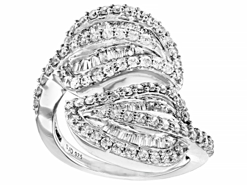 Pre-Owned Bella Luce® 1.90ctw White Diamond Simulant Rhodium Over Sterling Silver Leaf Ring (1.15ctw - Size 6