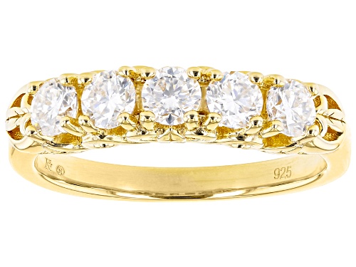 Pre-Owned MOISSANITE FIRE® .80CTW DEW ROUND BRILLIANT 14K YELLOW GOLD OVER SILVER RING - Size 9