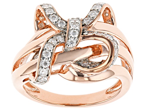 Pre-Owned MOISSANITE FIRE(R) .78CTW DEW ROUND 14K ROSE GOLD OVER SILVER RING - Size 7