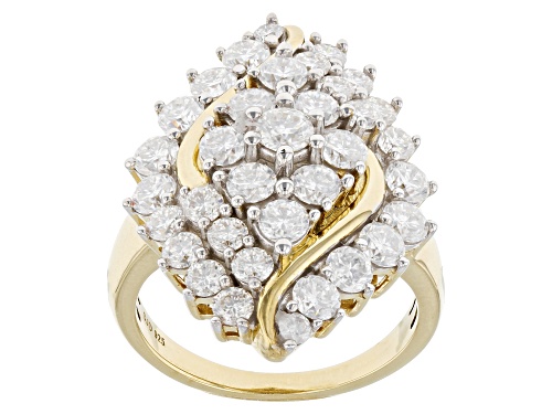 Pre-Owned MOISSANITE FIRE(R) 2.86CTW DEW ROUND 14K YELLOW GOLD OVER SILVER - Size 6