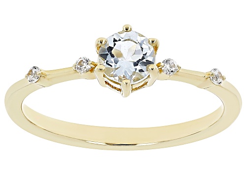 Pre-Owned .38ct Aquamarine with .07ctw White Zircon 18k Yellow Gold Over Sterling Silver March Birth - Size 9