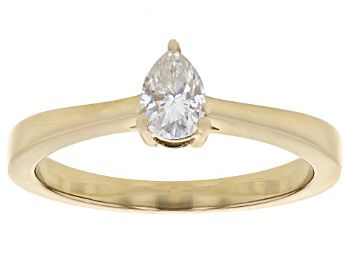 Pre-Owned MOISSANITE FIRE(R) .43CT DEW PEAR SHAPE 14K YELLOW GOLD RING - Size 8