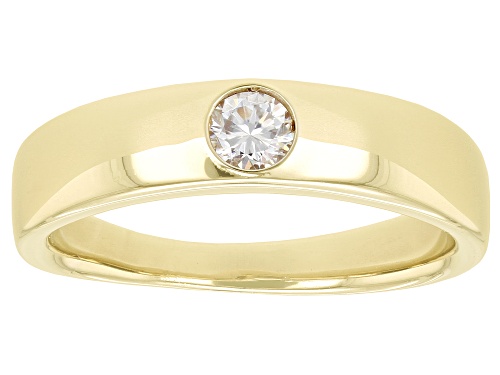 Pre-Owned MOISSANITE FIRE(R) .23CT DEW ROUND 14K YELLOW GOLD OVER SILVER MENS BAND RING - Size 12