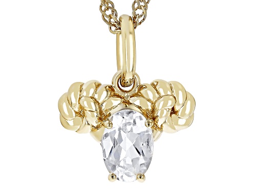 Pre-Owned 0.81ct Oval White Topaz 18k Yellow Gold Over Sterling Silver Aries Pendant With Chain