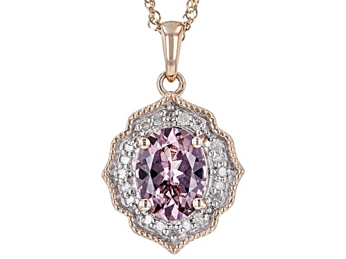 Pre-Owned 1.19ct Color Shift Garnet With 0.09ctw White Diamond 10k Rose Gold Pendant With Chain