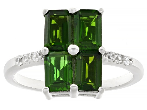 Pre-Owned 2.10ctw Chrome Diopside With White Zircon Rhodium Over Sterling Silver Ring - Size 7