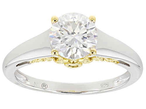 Pre-Owned MOISSANITE FIRE(R) 1.24CTW DEW ROUND PLATINEVE(R) & 14K YELLOW GOLD OVER SILVER  RING - Size 10