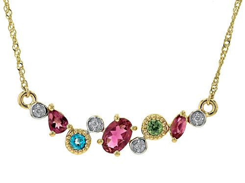 Pre-Owned 0.75ctw Multi-Stone 10K Yellow Gold Necklace With 18" Chain - Size 18
