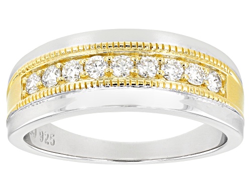 Pre-Owned MOISSANITE FIRE(R) .45CTW DEW ROUND PLATINEVE(R) AND 14K YELLOW GOLD OVER PLATINEVE MENS R - Size 9
