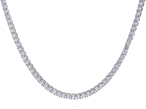 Pre-Owned Bella Luce® 45.00ctw White Diamond Simulant Silver Tone Brass Tennis Necklace - Size 18