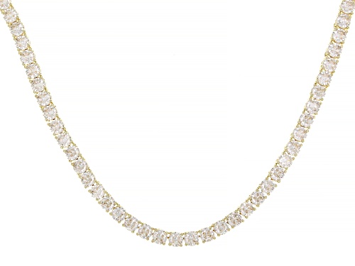 Pre-Owned Bella Luce® 45.00ctw White Diamond Simulant 18K Yellow Gold Over Brass Tennis Necklace - Size 18
