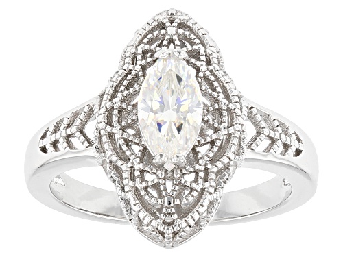 Pre-Owned .80ct Marquise Strontium Titanate Rhodium Over Silver Ring - Size 6