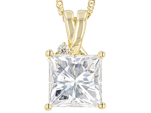 Pre-Owned MOISSANITE FIRE(R) 2.53CTW DEW SQUARE BRILLANT & ROUND 14K YELLOW GOLD PENDANT & 18 INCH C