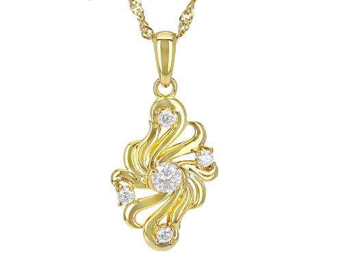 Pre-Owned MOISSANITE FIRE® .43CTW DEW 14K YELLOW GOLD OVER SILVER PENDANT & SINGAPORE CHAIN