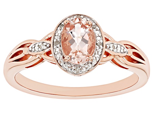 Pre-Owned 0.59ct Morganite With 0.03ctw White Diamond 18k Rose Gold Over Sterling Silver Ring - Size 10