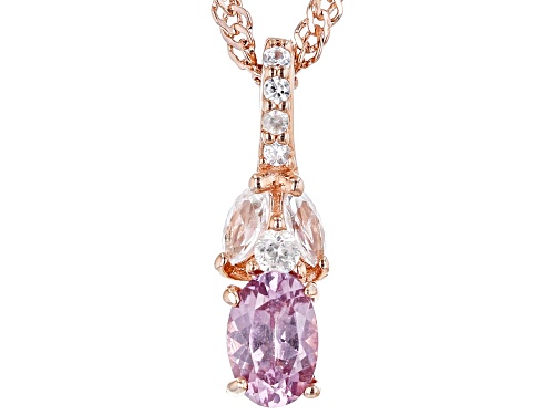 Pre-Owned 0.51ct Color Shift Garnet & 0.25ctw White Zircon 18k Rose Gold Over Silver Pendant With Ch