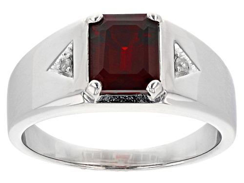 Pre-Owned 2.30ct Vermelho Garnet™ And 0.03ctw White Diamond Accent Platinum Over Sterling Silver Men - Size 11