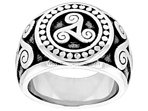 Pre-Owned Artisan Collection of Ireland™ Stainless Steel Triskele Swirl Ring - Size 11
