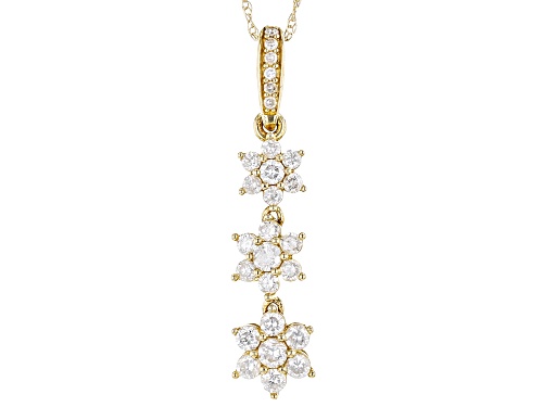 Pre-Owned 0.50ctw Round White Diamond 14k Yellow Gold Dangle Pendant With 18" Rope Chain