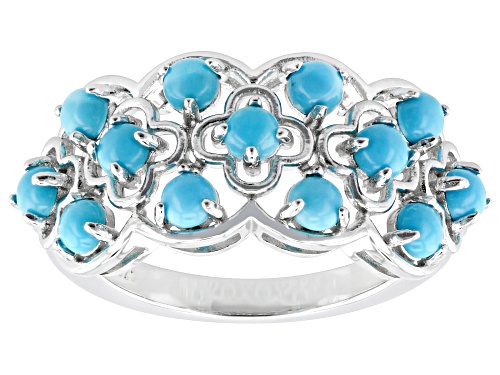Pre-Owned 3x3mm Sleeping Beauty Turquoise Rhodium Over Sterling Silver Ring - Size 7