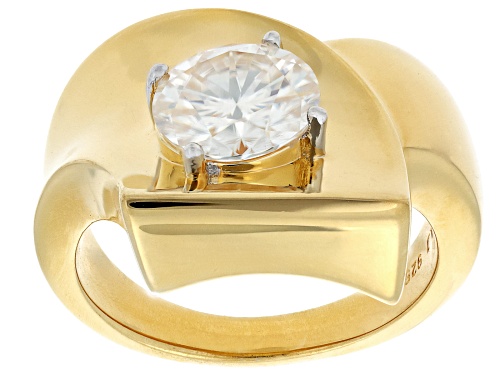 Pre-Owned MOISSANITE FIRE® 1.90CT DEW ROUND BRILLIANT 14K YELLOW GOLD OVER SILVER RING - Size 9