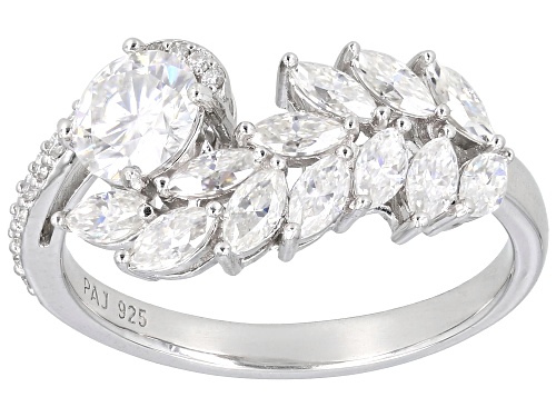 Pre-Owned MOISSANITE FIRE® 1.63CTW DEW ROUND  BRILLIANT AND MARQUISE CUT PLATINEVE® RING - Size 6