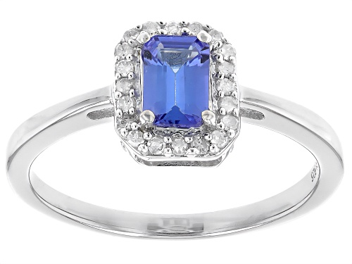 Pre-Owned 0.54ct Tanzanite with White Diamond Accent Rhodium Over Sterling Silver Ring - Size 10