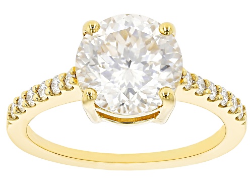 Pre-Owned MOISSANITE FIRE(R) 3.32CTW DEW ROUND INFERNO CUT(TM) 14k YELLOW GOLD OVER SILVER RING - Size 9