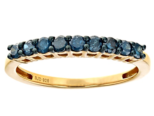 Pre-Owned 0.45ctw Round Blue Velvet Diamonds™ 14k Yellow Gold Over Sterling Silver Band Ring 0.45ctw - Size 7