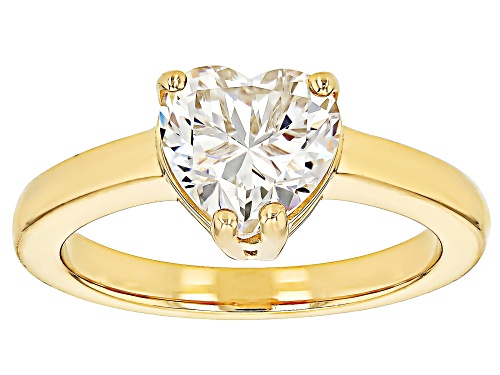 Pre-Owned 2.35CT HEART SHAPE STRONTIUM TITANATE 18K YELLOW GOLD OVER SILVER RING - Size 8