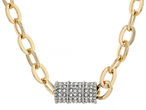 Pre-Owned Off Park® Collection White Crystal Pave Gold Tone Chain Necklace