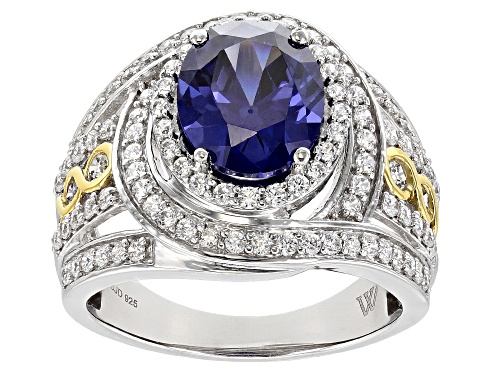 Pre-Owned Charles Winston For Bella Luce® 6.10ctw Tanzanite And Diamond Simulants Rhodium Over Silve - Size 5