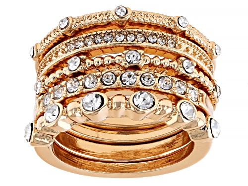 Pre-Owned Off Park® Collection, White Crystal Gold Tone Set of 5 Rings - Size 8