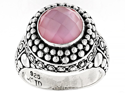 Pre-Owned Artisan Collection of Bali™ Pink Mother-Of-Pearl Quartz Doublet Sterling Silver Ring - Size 10