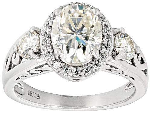 Pre-Owned MOISSANITE FIRE(R) 2.76CTW DEW OVAL& ROUND PLATINEVE(R) RING - Size 6