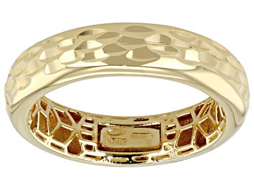 Pre-Owned 18k Yellow Gold Over Sterling Silver 5.3mm Diamond-Cut Band Ring - Size 12