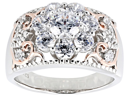 Pre-Owned Bella Luce® 3.19ctw White Diamond Simulant Rhodium And 14k Rose Gold Over Silver Ring(1.93 - Size 6