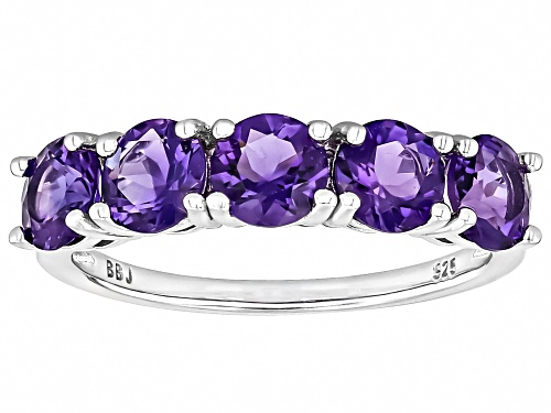 Pre-Owned 1.90ctw Round Uruguayan Amethyst Rhodium Over Sterling Silver Band Ring - Size 6