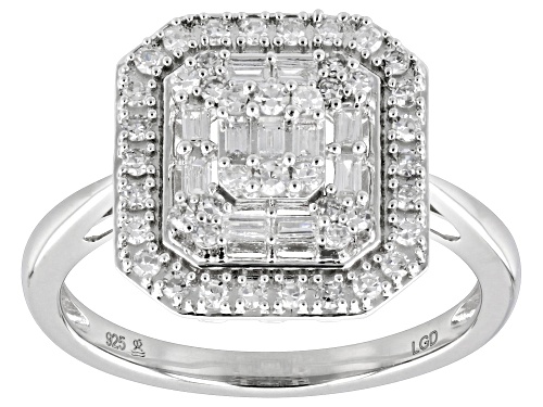 Pre-Owned Prazana® Lab-Grown Diamonds 0.50ctw White Lab-Grown Diamond Rhodium Over Sterling Silver R - Size 7