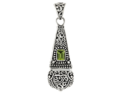 Pre-Owned Artisan Collection of Bali™ 0.54ct Peridot Sterling Silver Textured Solitaire Pendant